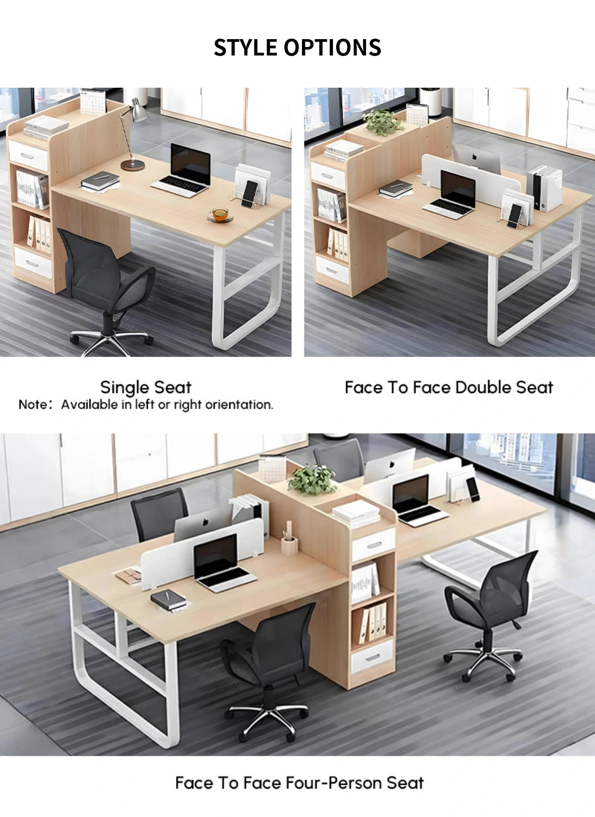 Office Workstation Desk 43-106 in Wide with Cable Management for Home Office — Detail image 9