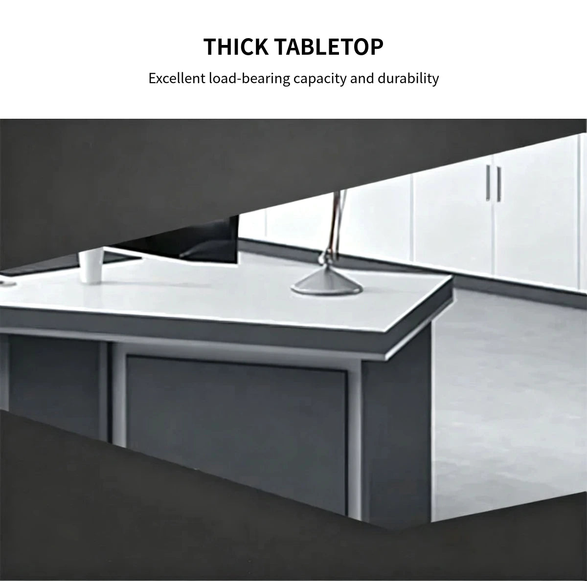 Modern Executive Desk 87-126 in Wide with Side Storage & Lumbar Support for Home Office — Detail image 4