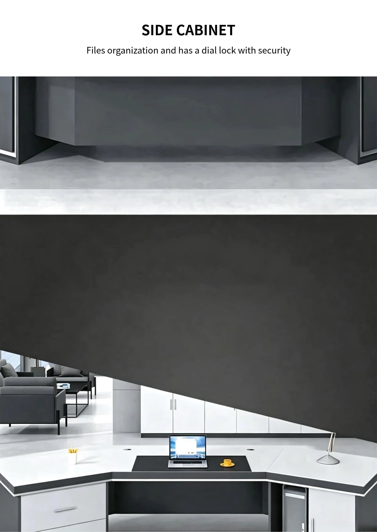 Modern Executive Desk 87-126 in Wide with Side Storage & Lumbar Support for Home Office — Detail image 6