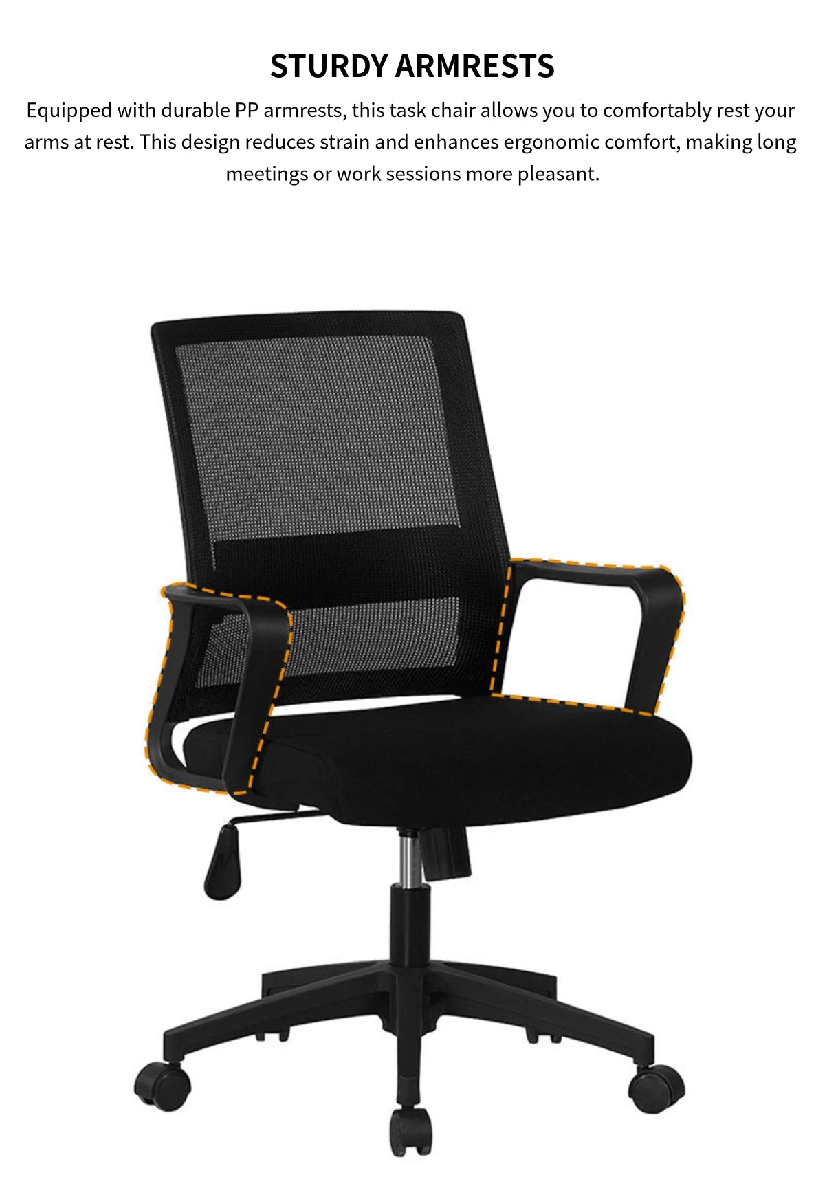 Mesh Ergonomic Office Chair 19 in Wide with Breathable Mesh, Lumbar Support & Portable — Detail image 4