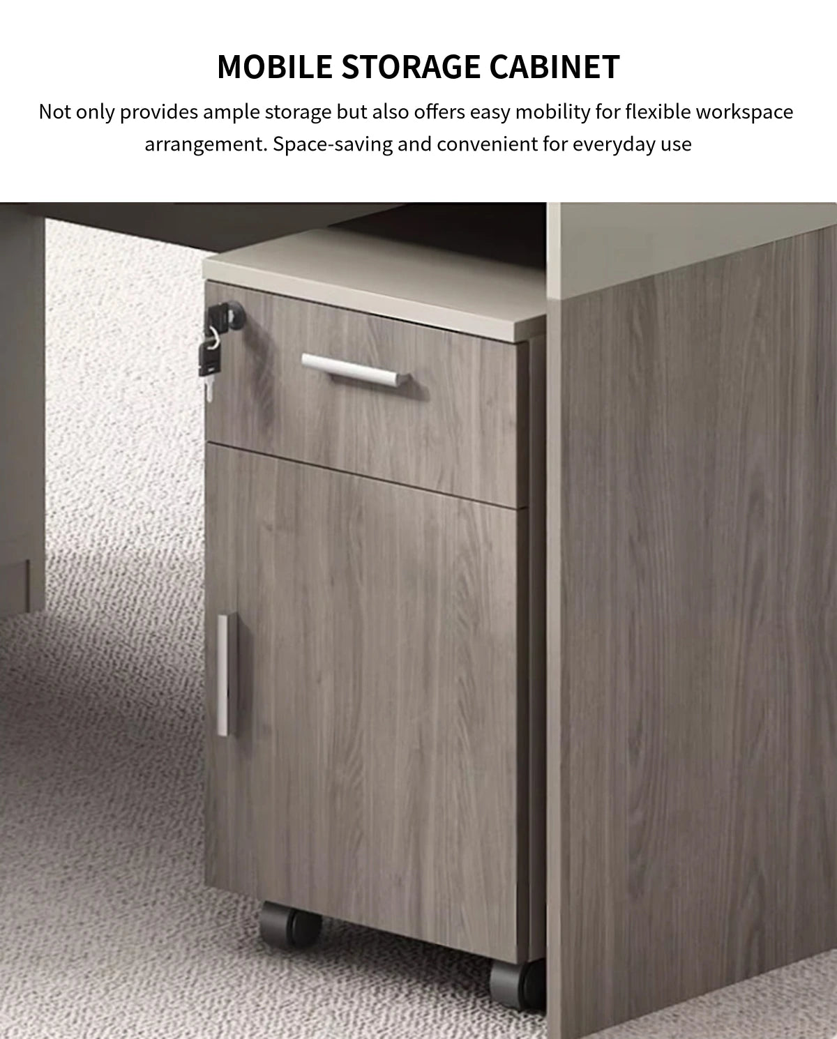 Office Workstation Desk with Built-In Outlets, Cable Management & Side Storage — Detail image 8