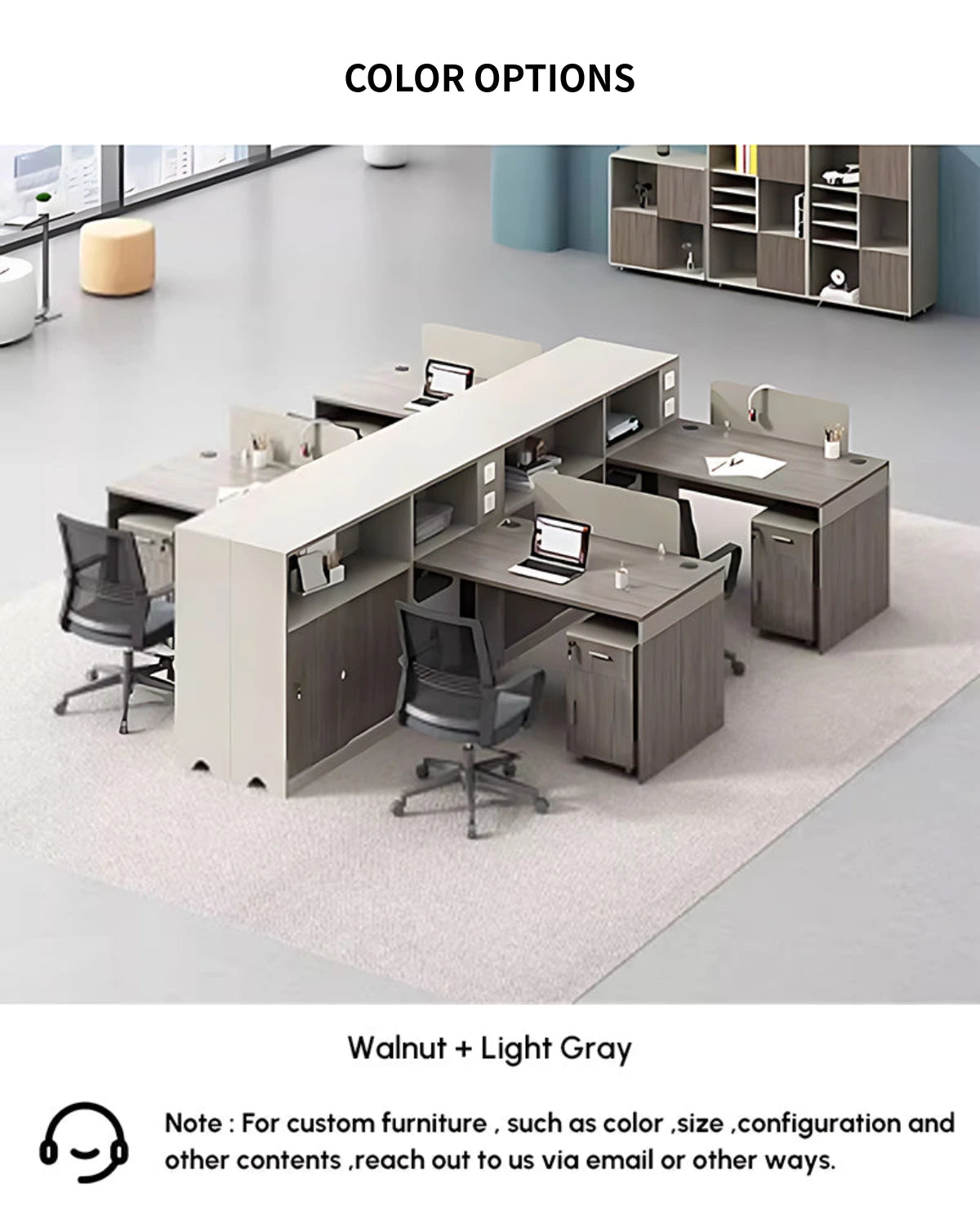 Office Workstation Desk with Built-In Outlets, Cable Management & Side Storage — Detail image 11