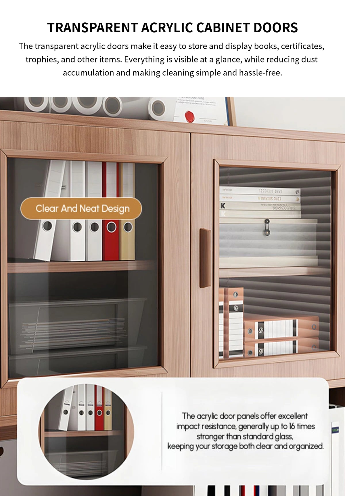 File Cabinet 72 in Tall with Curved & Solid Wood for Office — Detail image 3