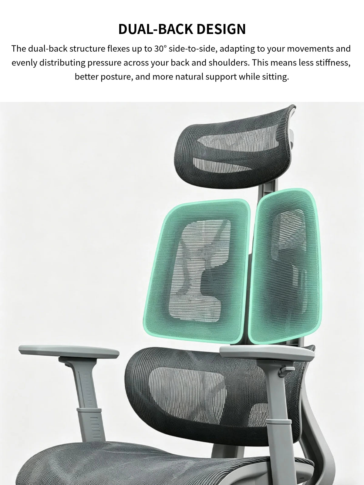 Comfortable Ergonomic Mesh Office Chair with Adaptive Lumbar Support, 135° Recline, and Footrest for Home, Office, and Gaming BGY-1034 — Detail image 4