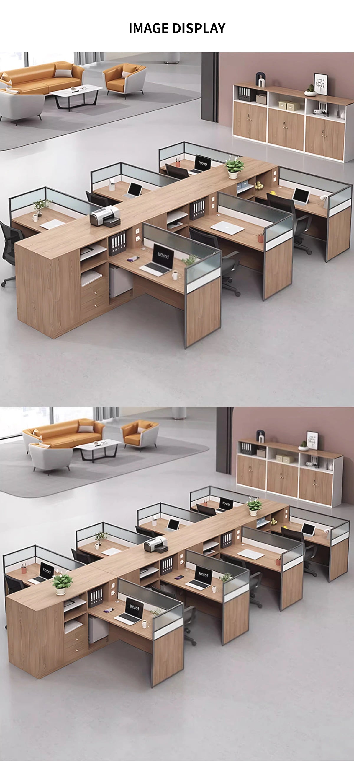 Modern Office Desk with Cable Management, Lockable & File Drawers for Home Office — Detail image 7