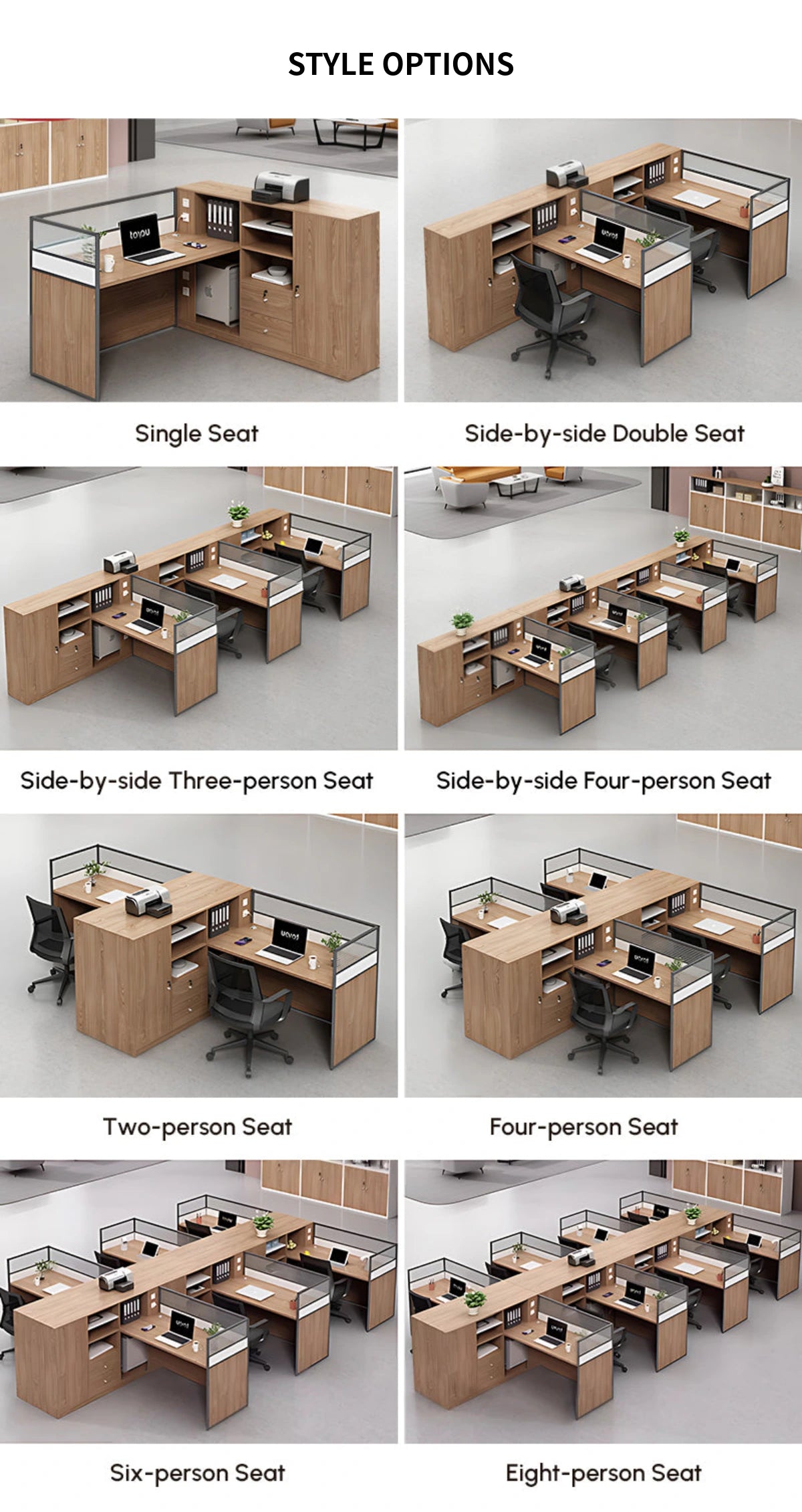 Modern Office Desk with Cable Management, Lockable & File Drawers for Home Office — Detail image 8
