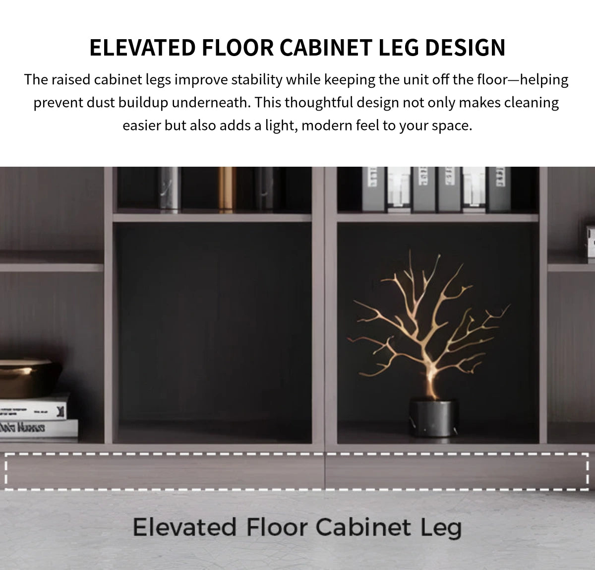 Elegant Eco-friendly Storage Cabinet with Thickened Top and Open & Closed Compartments for Offices & Tea Rooms CWG-2204 — Detail image 7