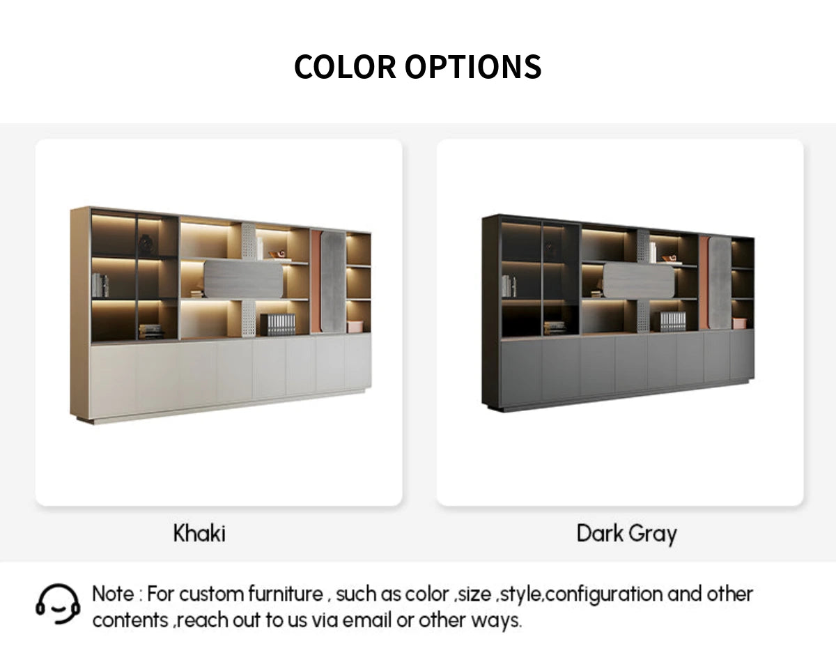 Modern Executive Desk 63-157 in Wide with Modular, Curved & LED Lighting for Home Office — Detail image 11