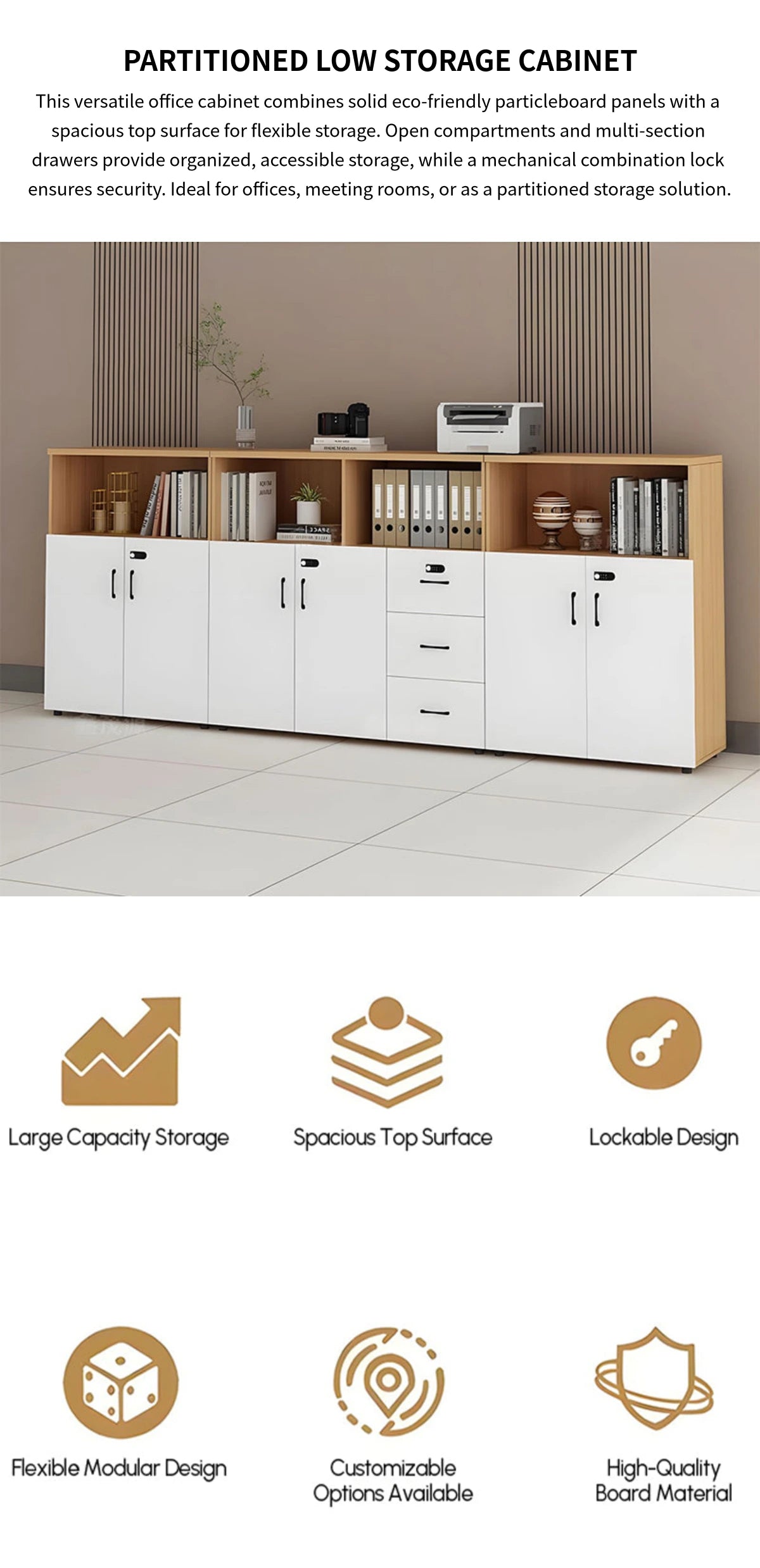 File Cabinet 43 in Tall with Lockable, File Drawers & Modular for Office — Detail image 1
