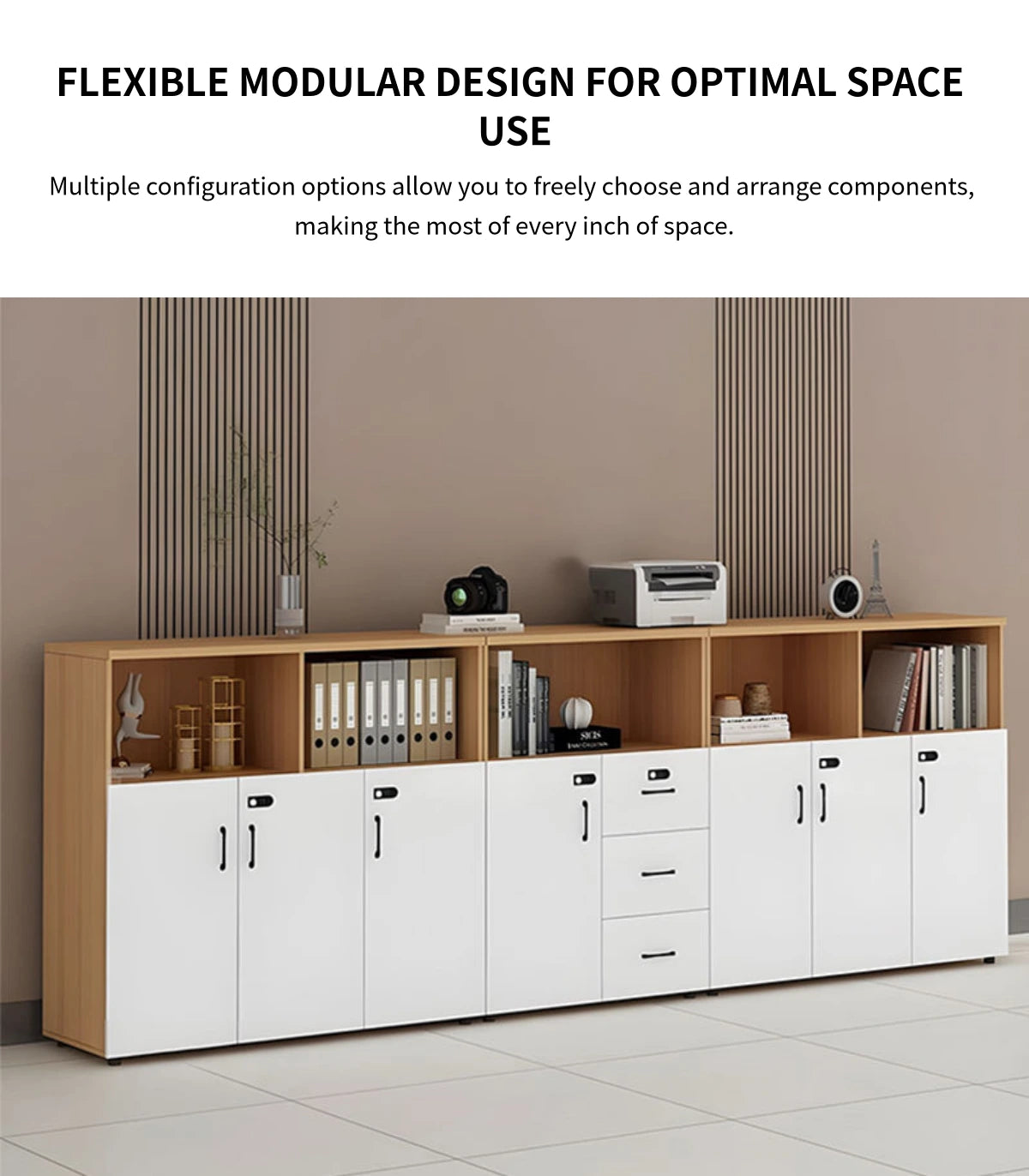 File Cabinet 43 in Tall with Lockable, File Drawers & Modular for Office — Detail image 6