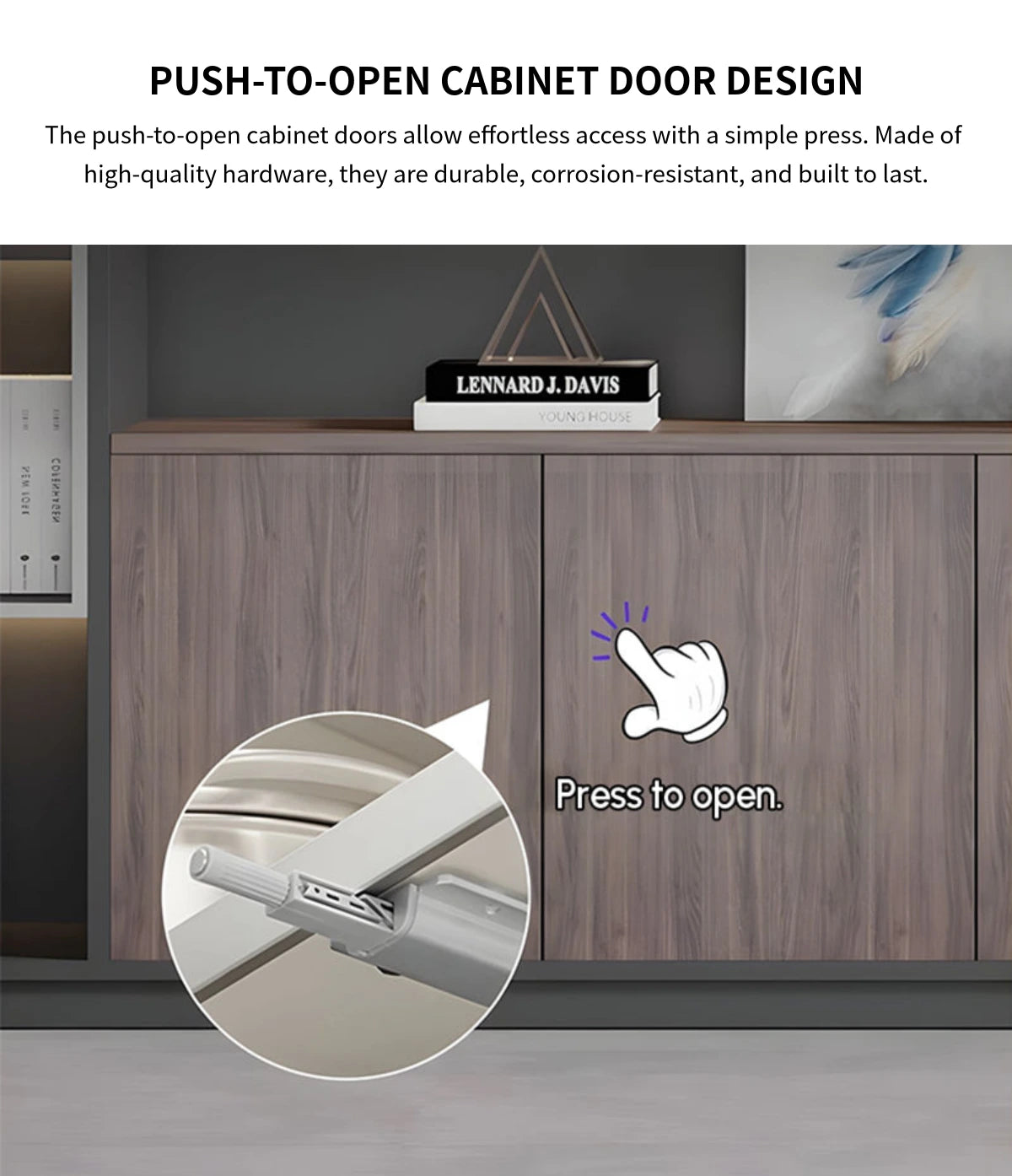 Modern Executive Desk with Glass Top, LED Lighting & Soft-Close for Home Office — Detail image 10