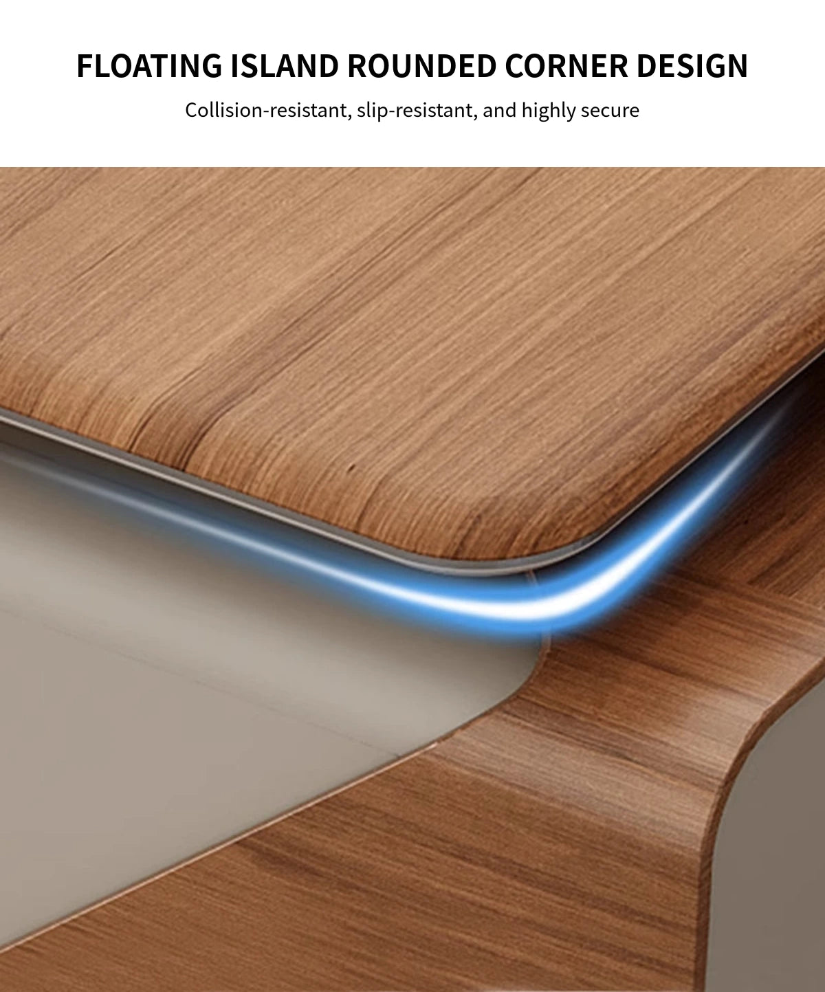Modern Executive Desk with Curved, Cable Management & LED Lighting for Home Office — Detail image 6