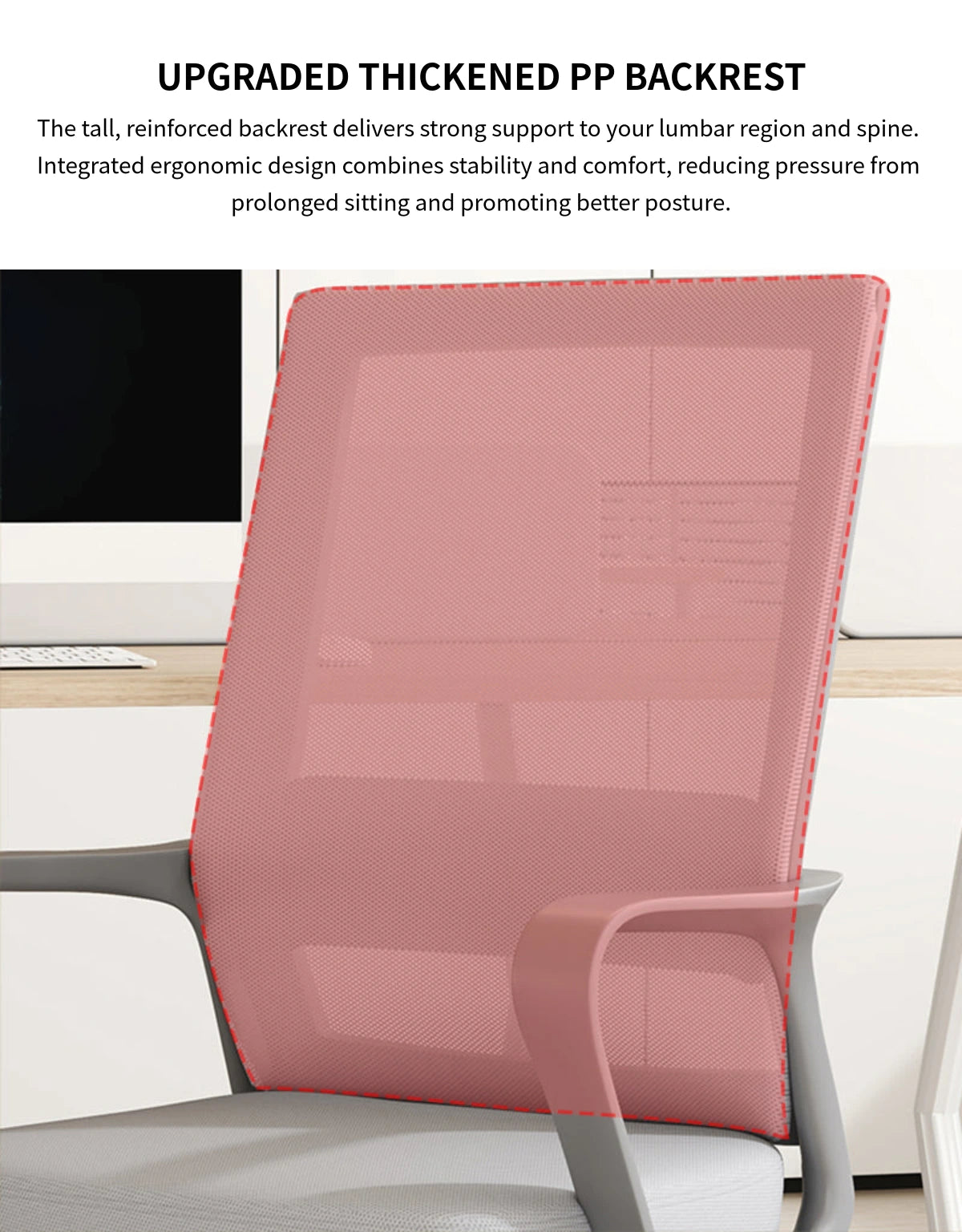 Gaming Office Chair with Portable, Breathable Mesh & Lumbar Support for Gaming Setup — Detail image 4