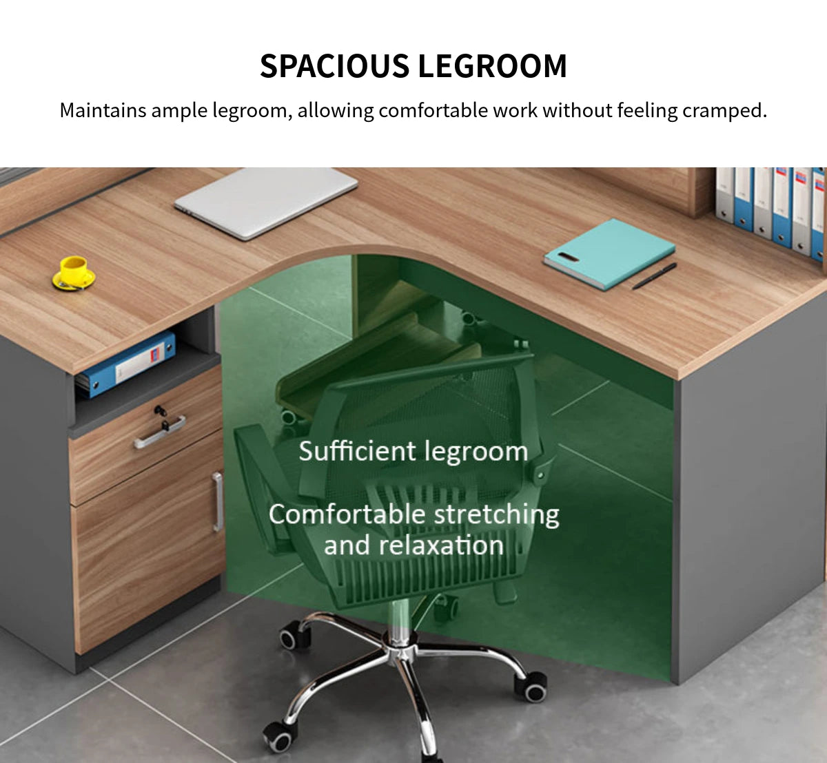 Office Workstation Desk 55-220 in Wide with Privacy Panel for Home Office — Detail image 5