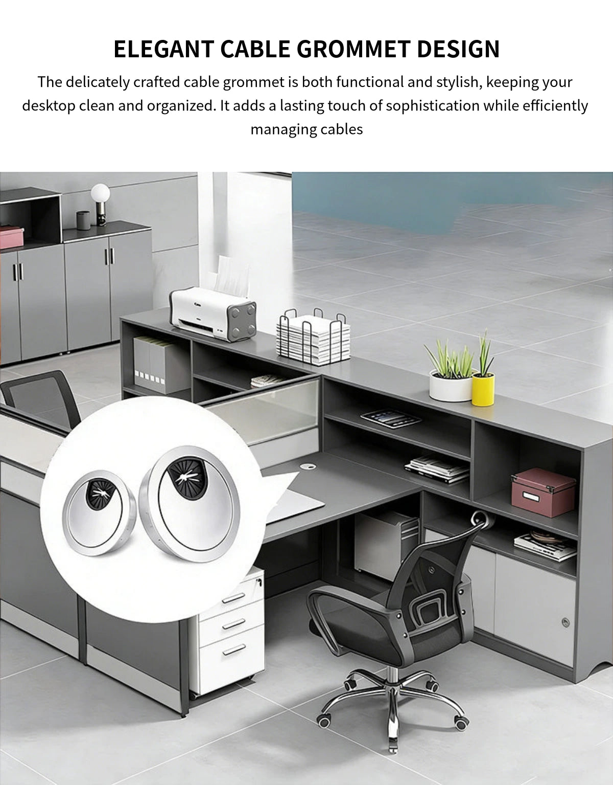 Office Workstation Desk with Privacy Panel, Cable Management & Mobile Pedestal — Detail image 3
