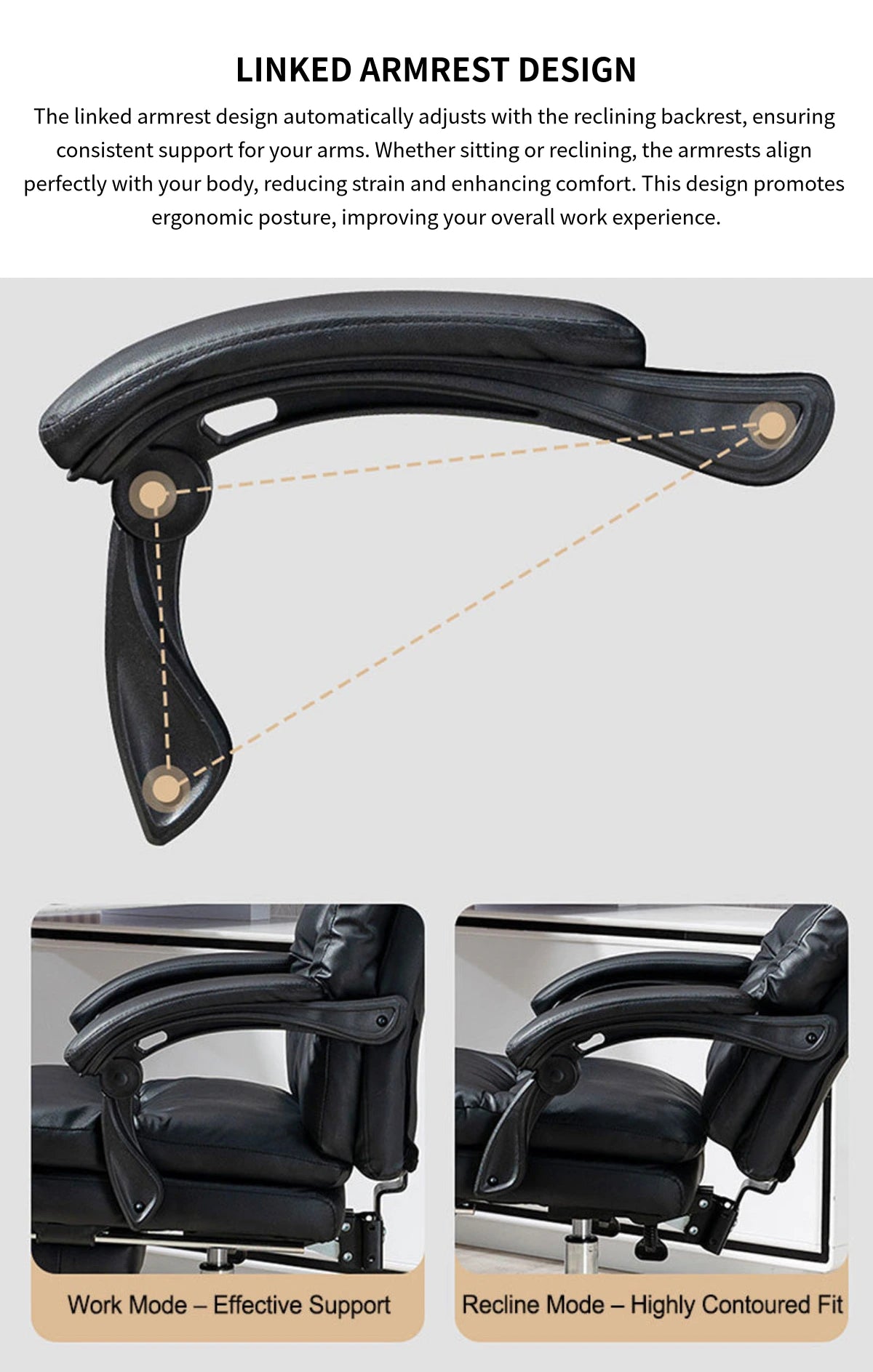 Modern Executive Desk with Lumbar Support, Swivel & Round for Home Office — Detail image 5