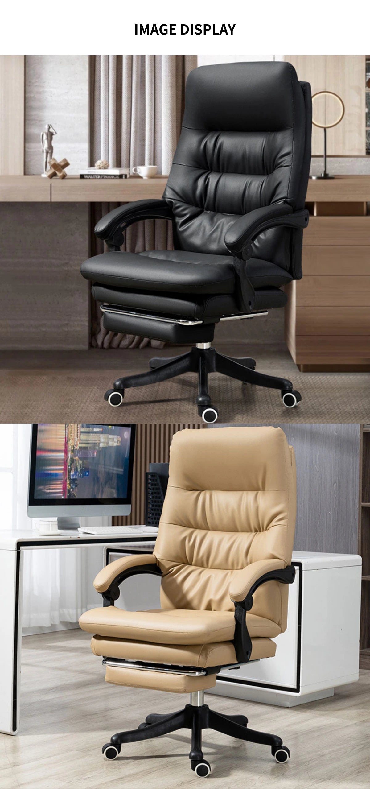 Modern Executive Desk with Lumbar Support, Swivel & Round for Home Office — Detail image 13