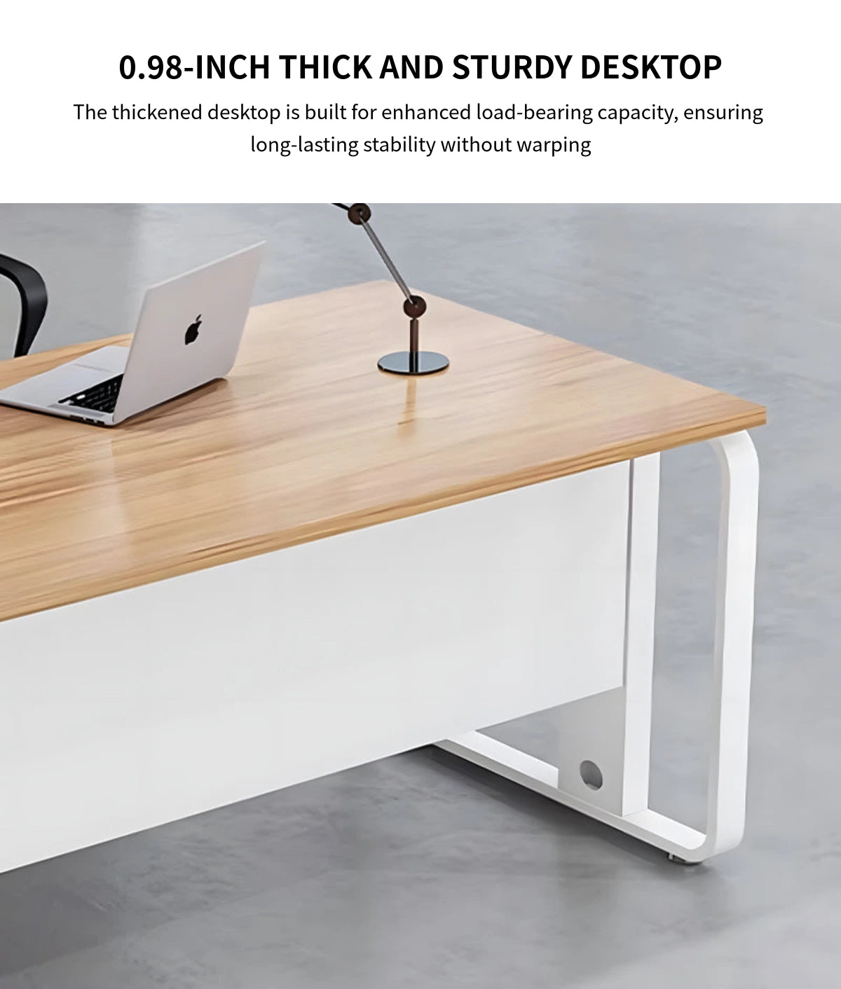 L-Shaped Executive Desk with Built-In Outlets, Cable Management & Priv — Detail image 3