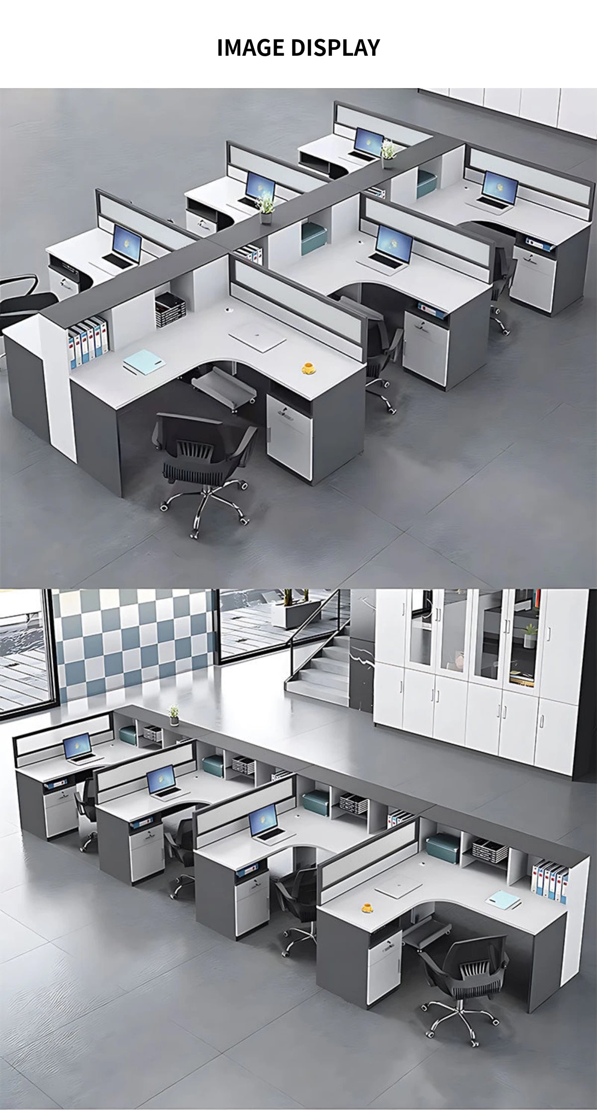 Office Workstation Desk with Privacy Panel, Cable Management & Glass Top for Home Office — Detail image 10