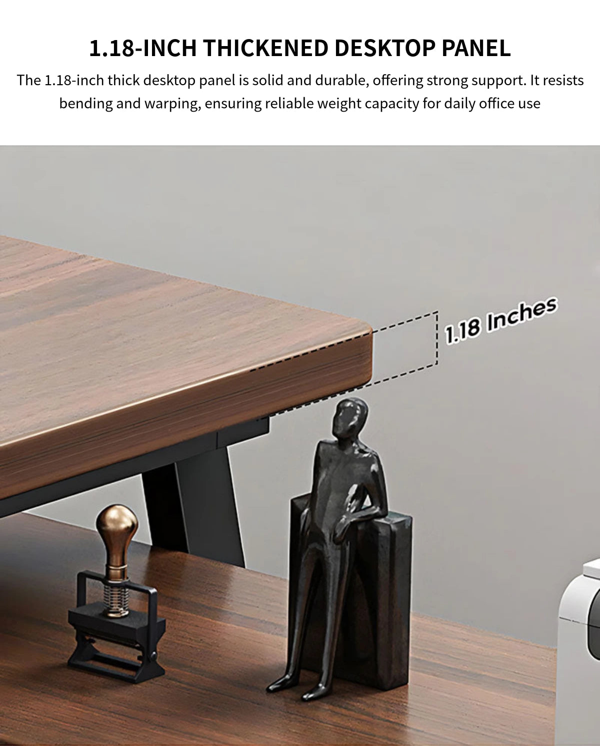 L-Shaped Office Desk with Cable Management, Lockable & Lumbar Support for Home Office — Detail image 4
