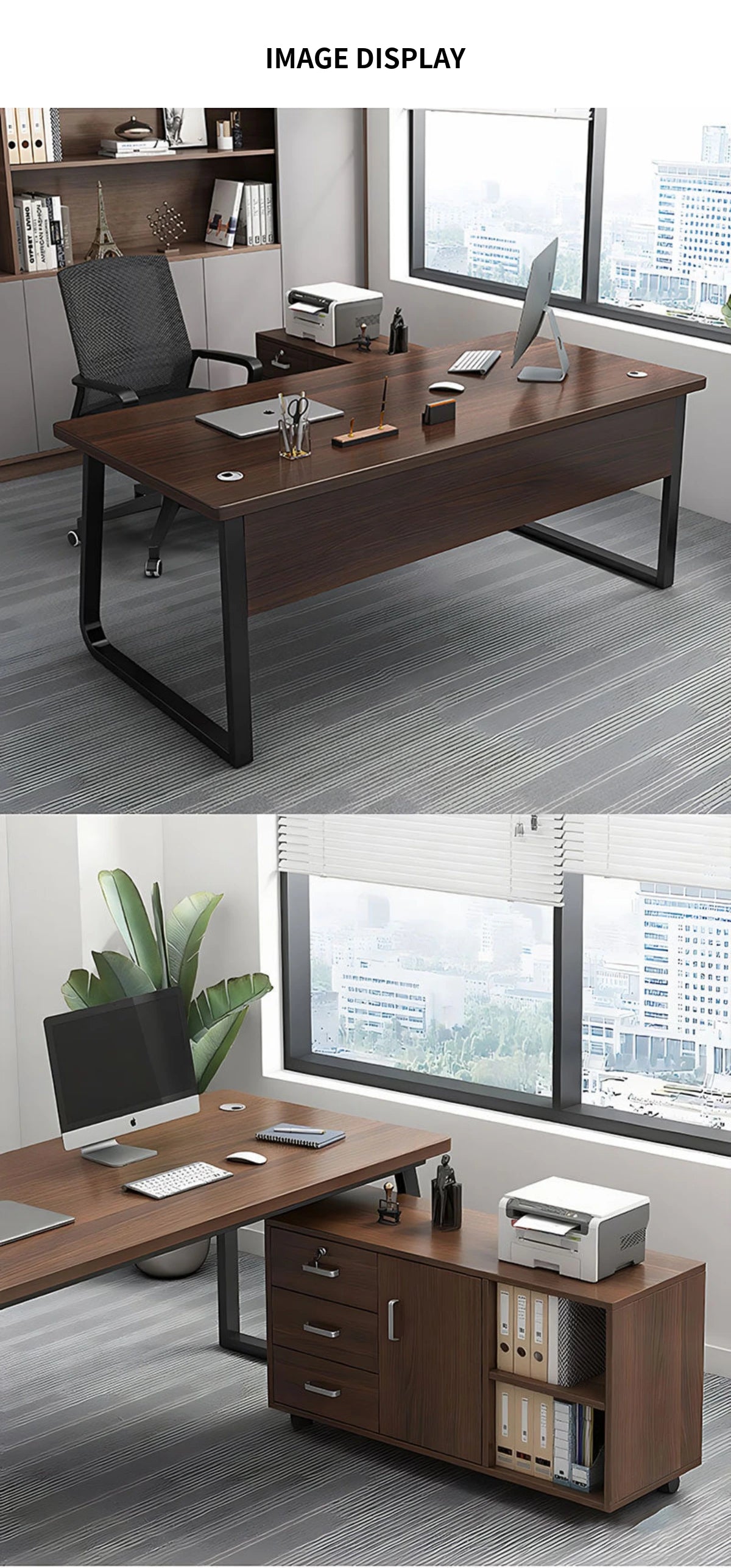 L-Shaped Office Desk with Cable Management, Lockable & Lumbar Support for Home Office — Detail image 12
