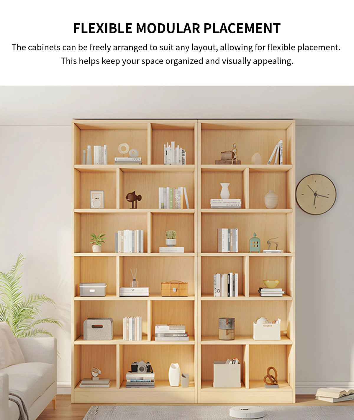 File Cabinet 87-94 in Tall with Solid Wood, Adjustable Shelves & Modular for Office — Detail image 5