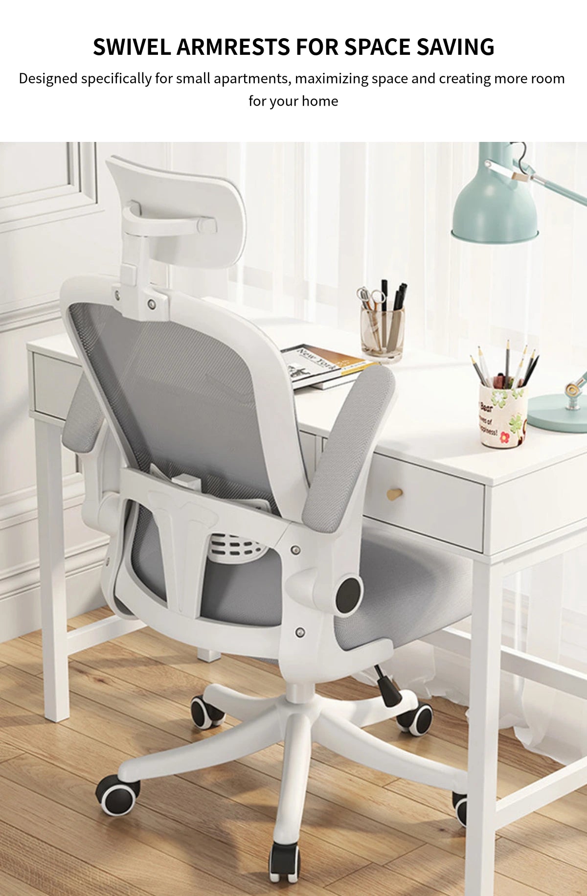 Mesh Ergonomic Office Chair with Lumbar Support, Swivel & Breathable Mesh for Home Office — Detail image 3