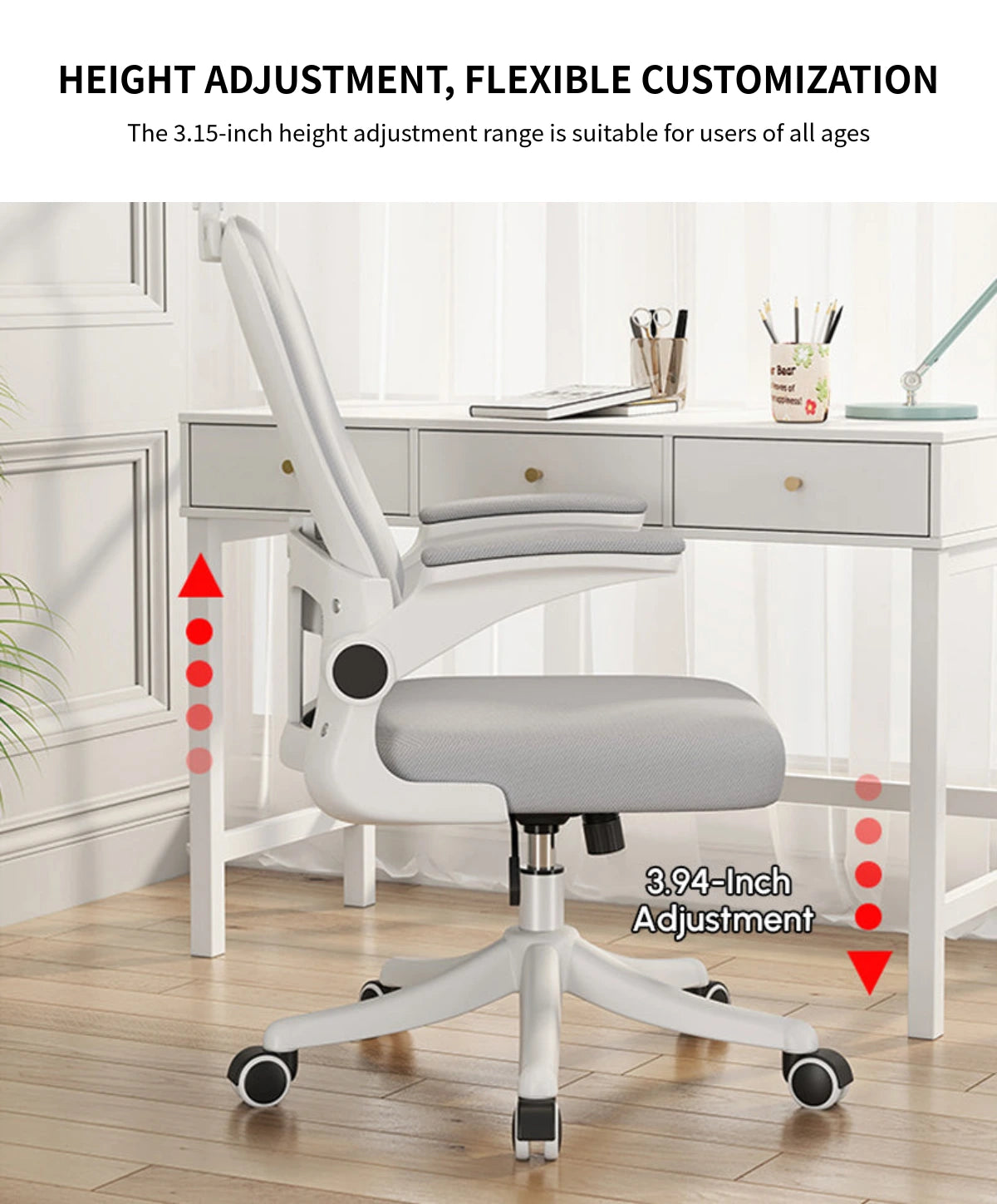 Mesh Ergonomic Office Chair with Lumbar Support, Swivel & Breathable Mesh for Home Office — Detail image 7