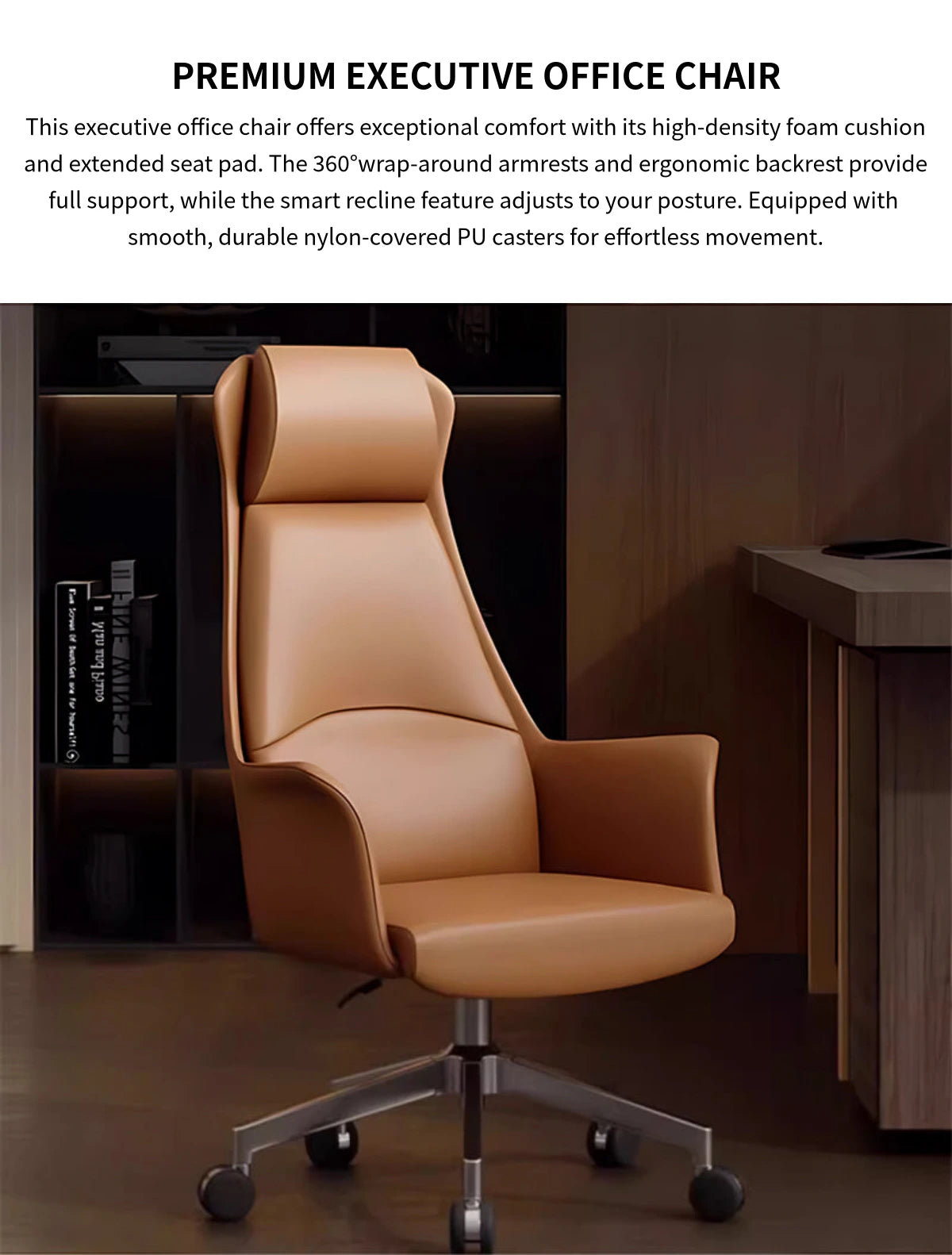 Ergonomic Office Chair with Lumbar Support, Portable & Swivel for Executive Office — Detail image 1