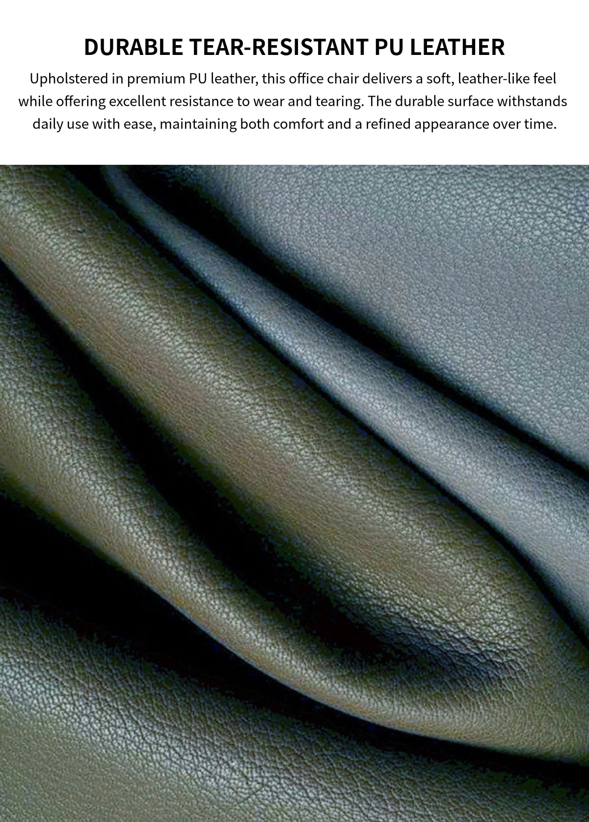 Modern Executive Desk 26 in Wide with Curved, Lumbar Support & Reclining for Home Office — Detail image 2