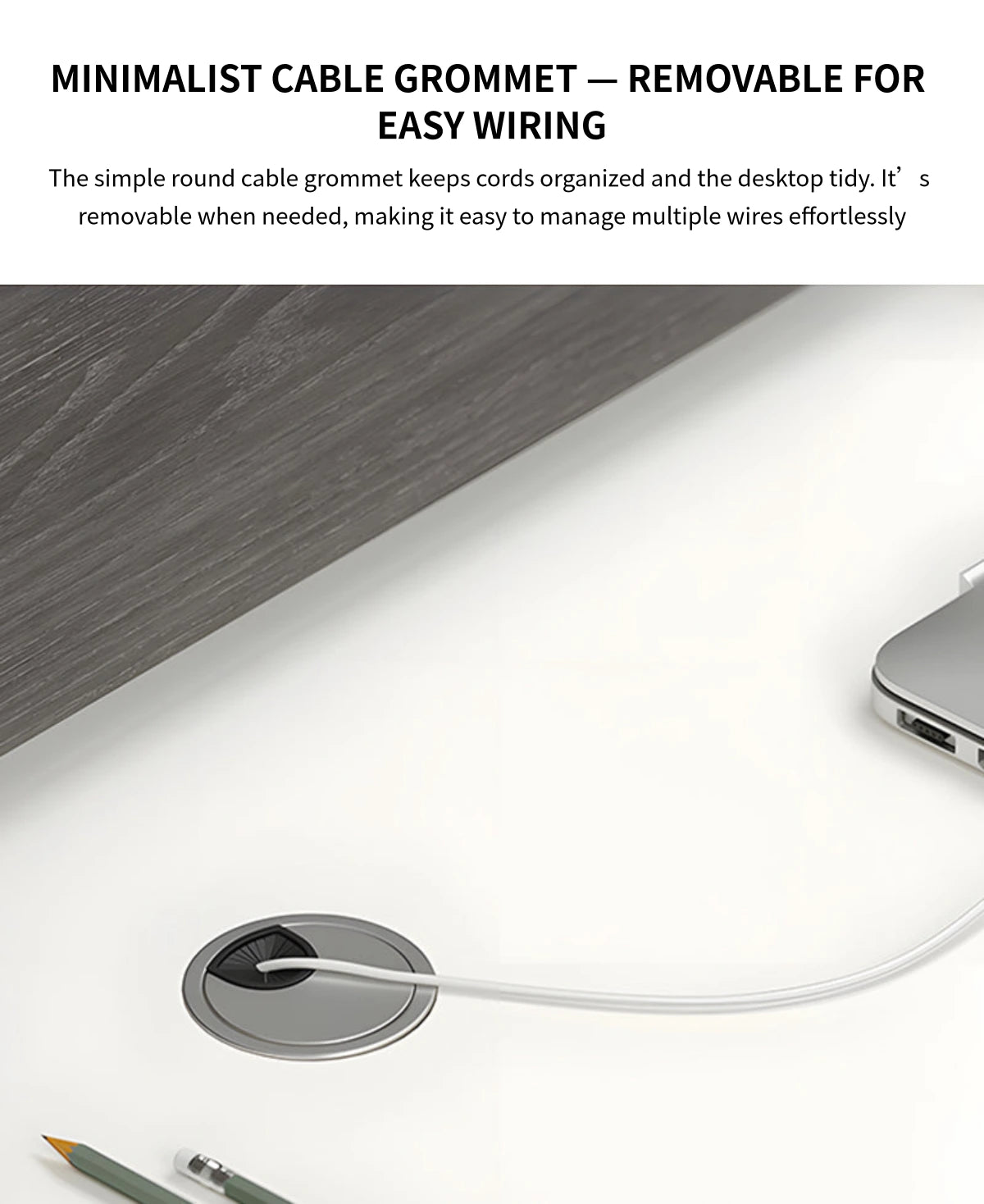 Round Office Desk with Cable Management, Lockable & File Drawers for Home Office — Detail image 4