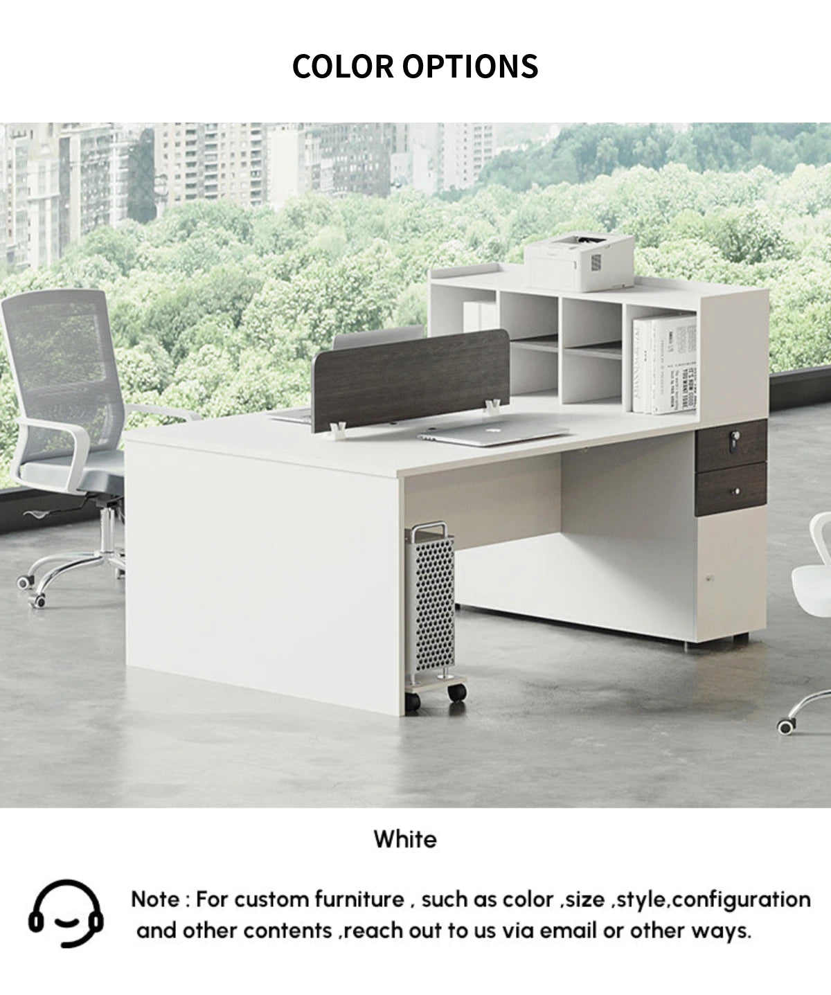 Round Office Desk with Cable Management, Lockable & File Drawers for Home Office — Detail image 13