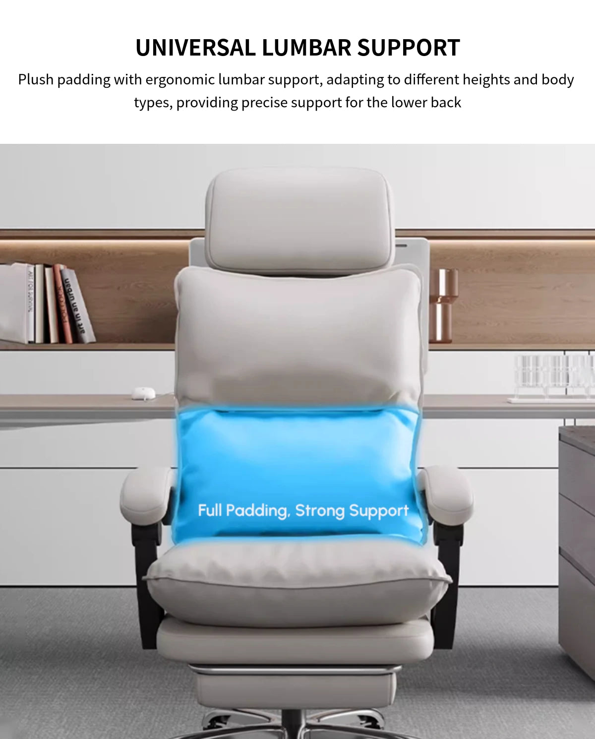 Mesh Ergonomic Office Chair with Reclining, Curved & Breathable Mesh for Home Office — Detail image 4