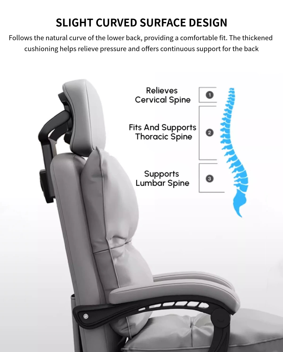 Mesh Ergonomic Office Chair with Reclining, Curved & Breathable Mesh for Home Office — Detail image 5