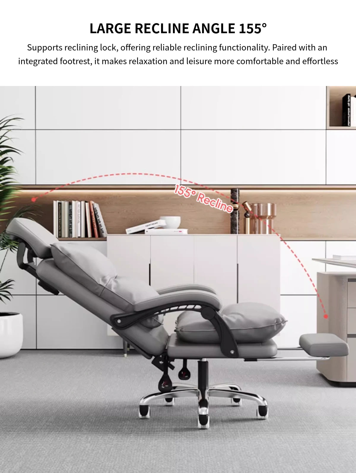 Mesh Ergonomic Office Chair with Reclining, Curved & Breathable Mesh for Home Office — Detail image 7