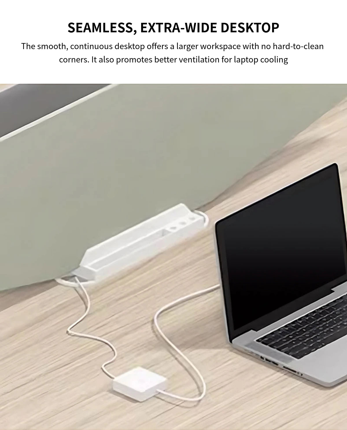 Modern Office Desk with Built-In Outlets, Cable Management & Lockable for Home Office — Detail image 3