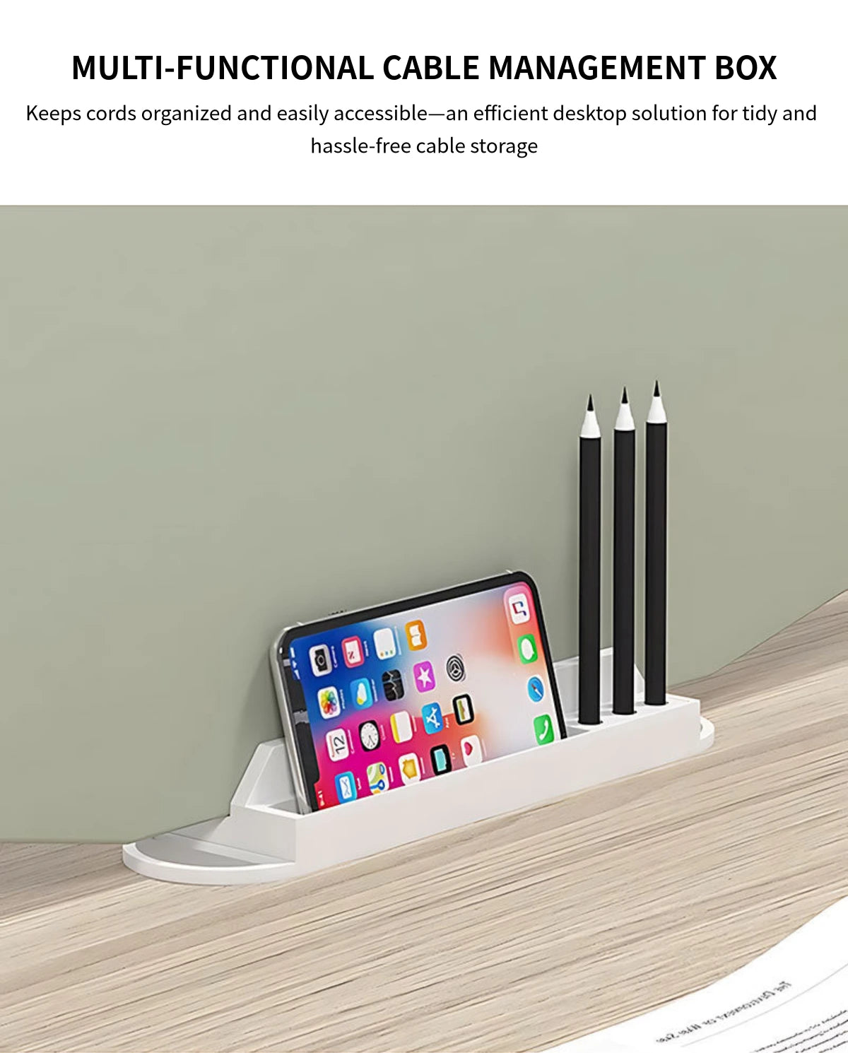 Modern Office Desk with Built-In Outlets, Cable Management & Lockable for Home Office — Detail image 5