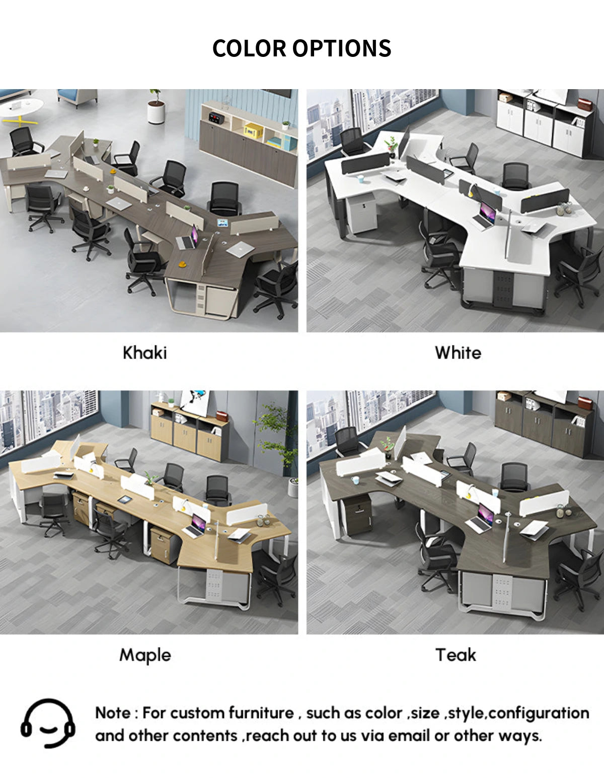 Curved Office Desk 47-200 in Wide with Privacy Panel & Transaction Counter for Home Office — Detail image 10