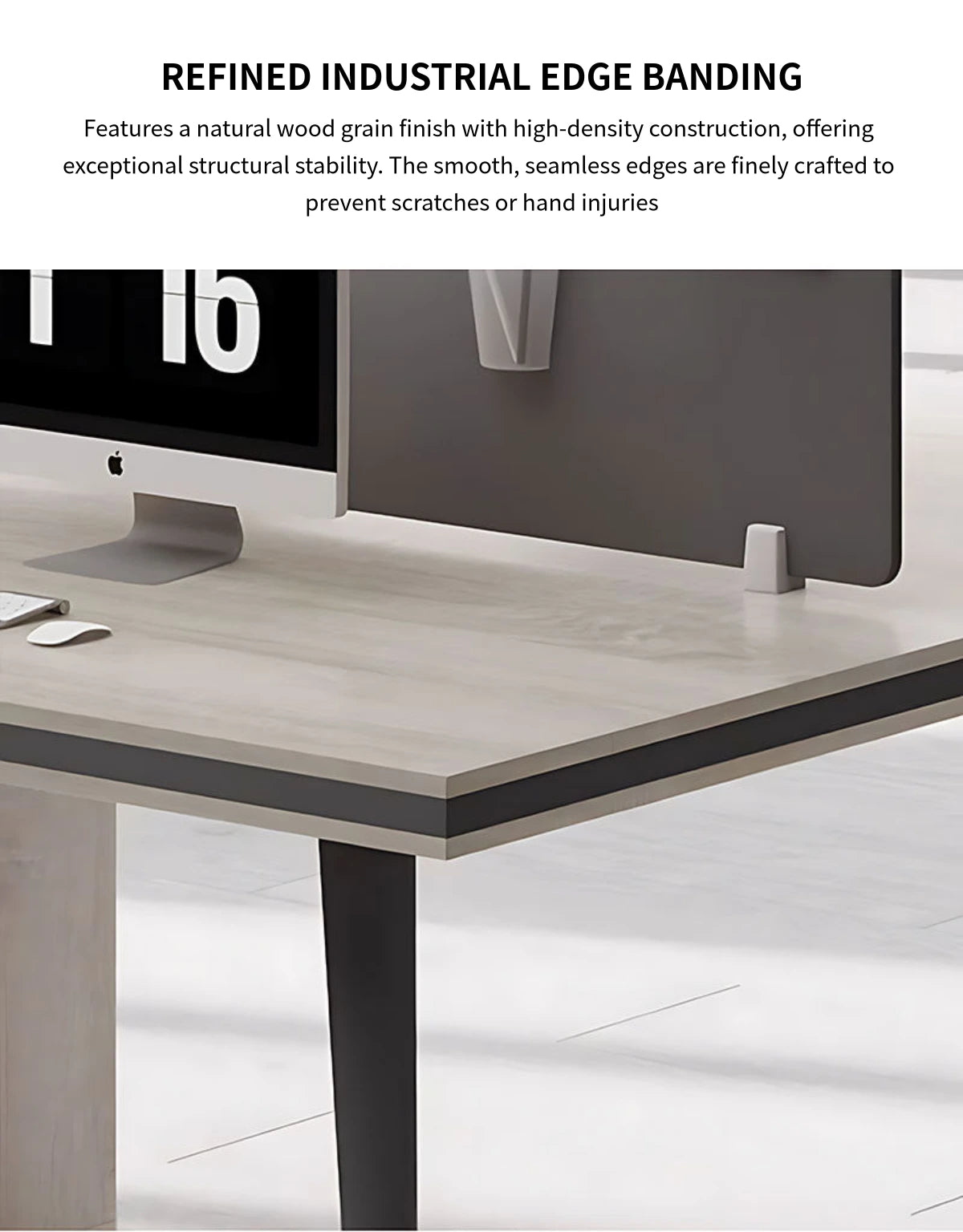 Curved Office Desk with Cable Management, Side Storage & Privacy Panel for Home Office — Detail image 6
