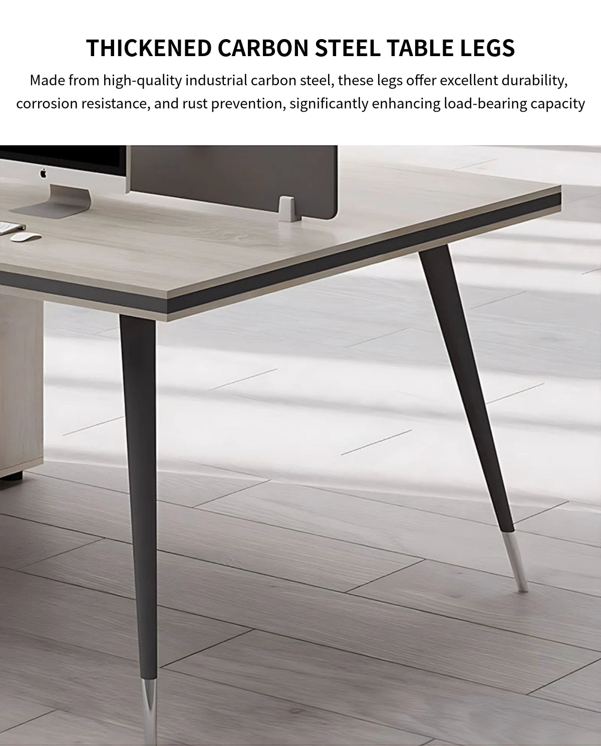 Curved Office Desk with Cable Management, Side Storage & Privacy Panel for Home Office — Detail image 8