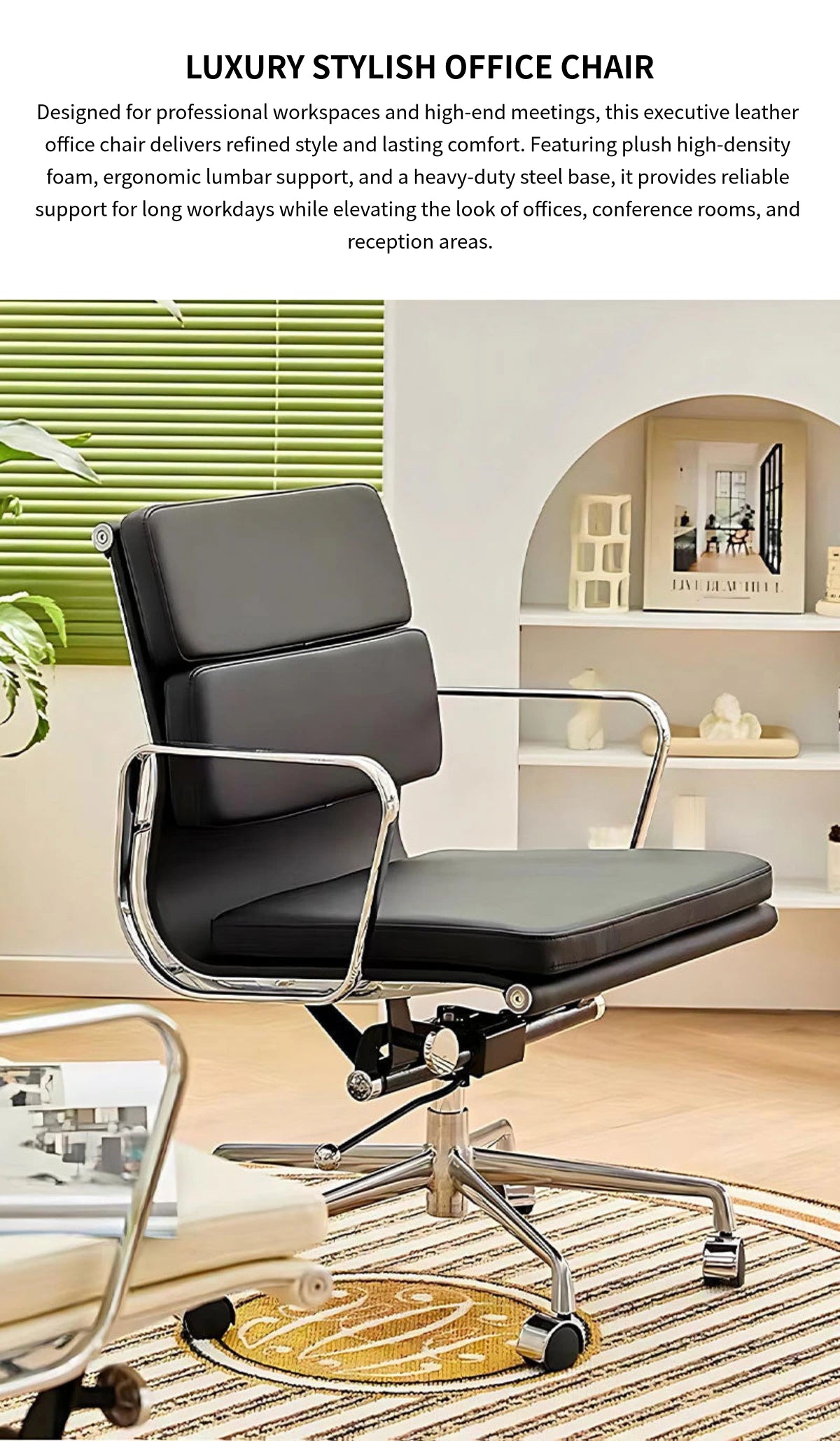 Ergonomic Office Chair 19 in Wide with Lumbar Support for Executive Office — Detail image 1
