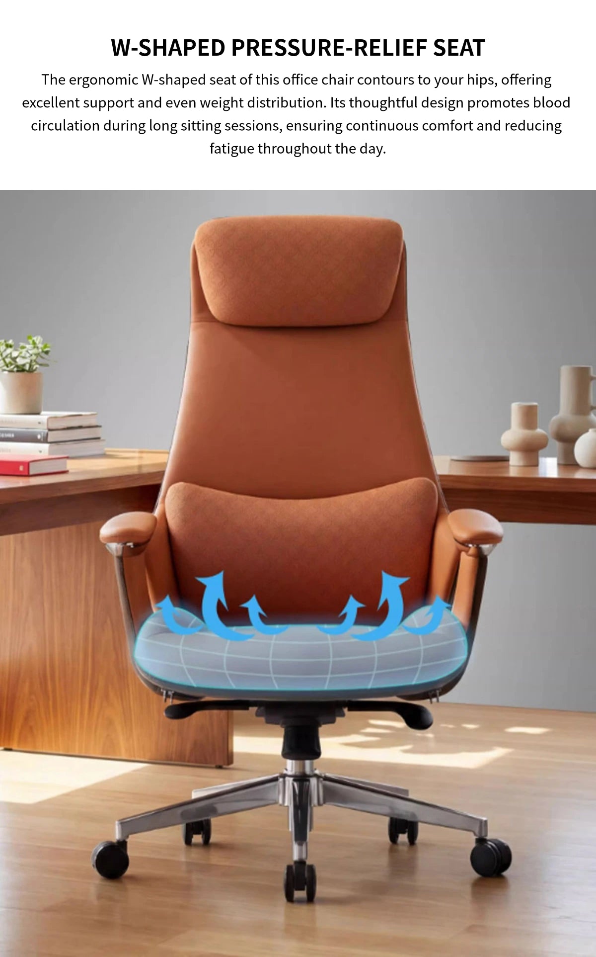 Ergonomic Office Chair with Lumbar Support & Reclining for Executive Office — Detail image 5