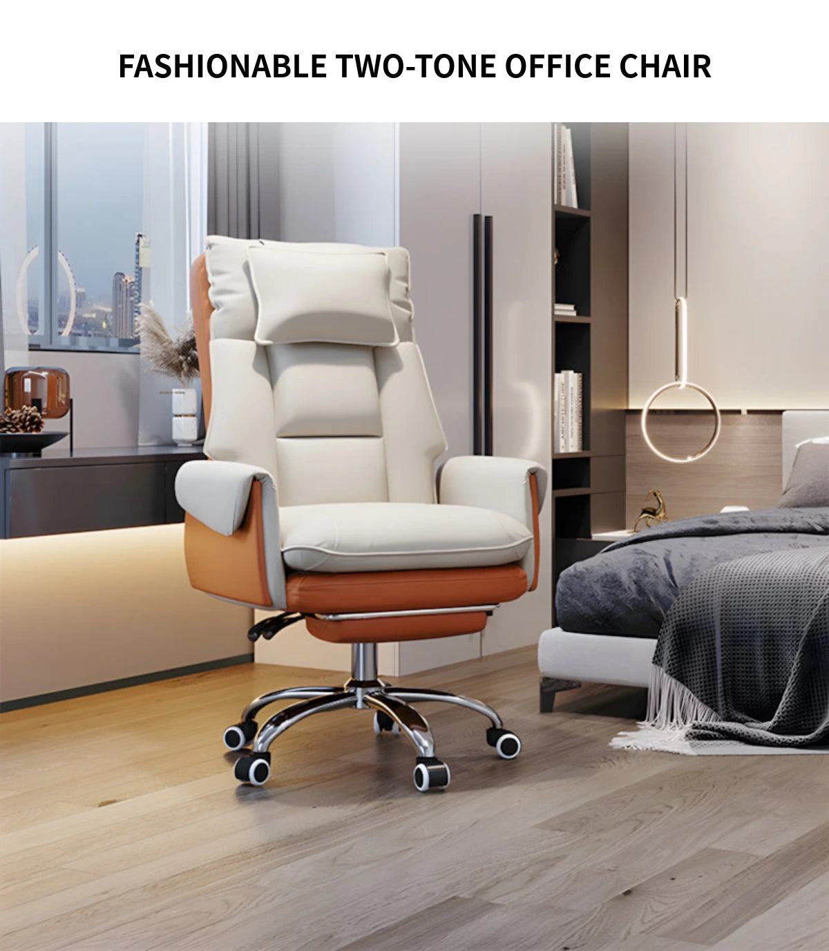 Ergonomic Office Chair with Swivel, Curved & Dual-Tone for Home Office — Detail image 1