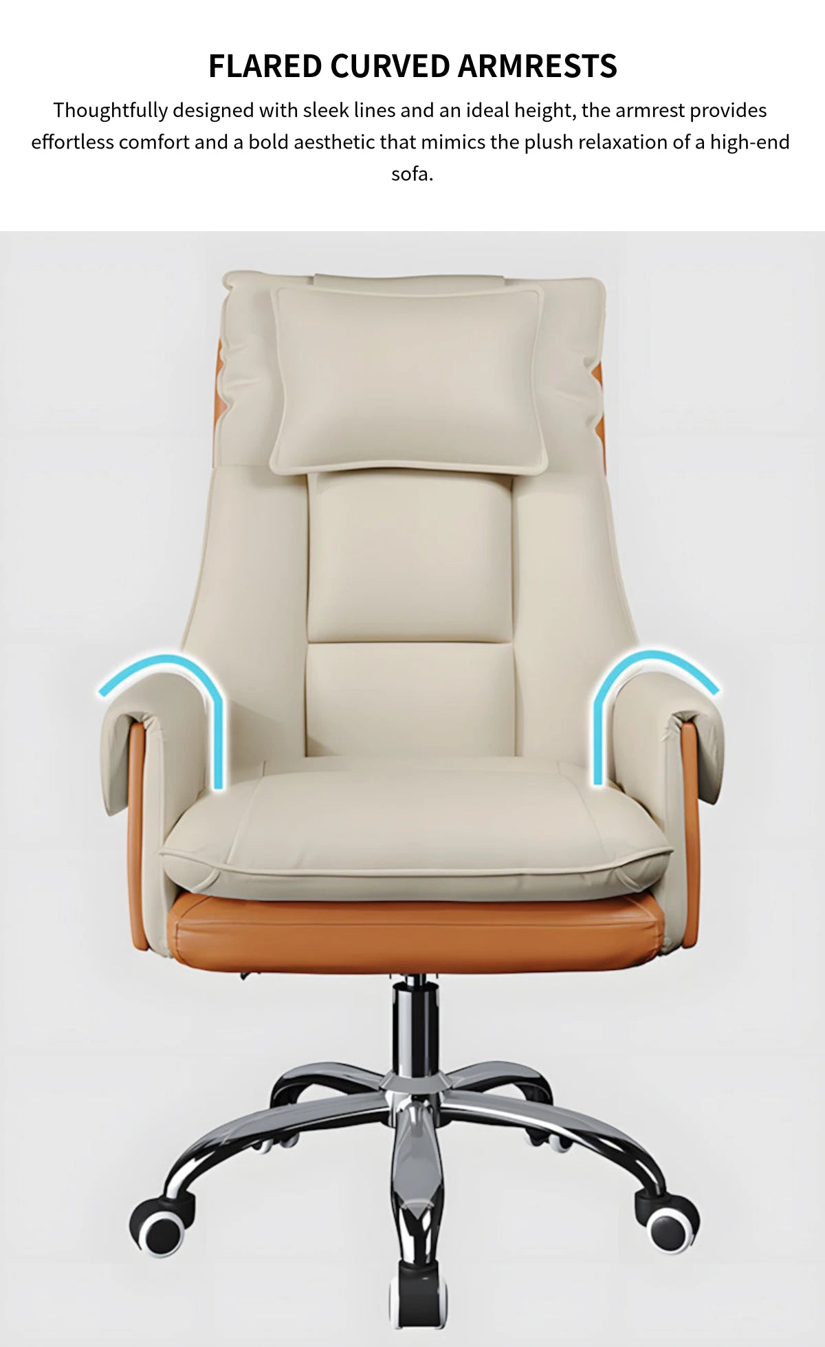 Ergonomic Office Chair with Swivel, Curved & Dual-Tone for Home Office — Detail image 3