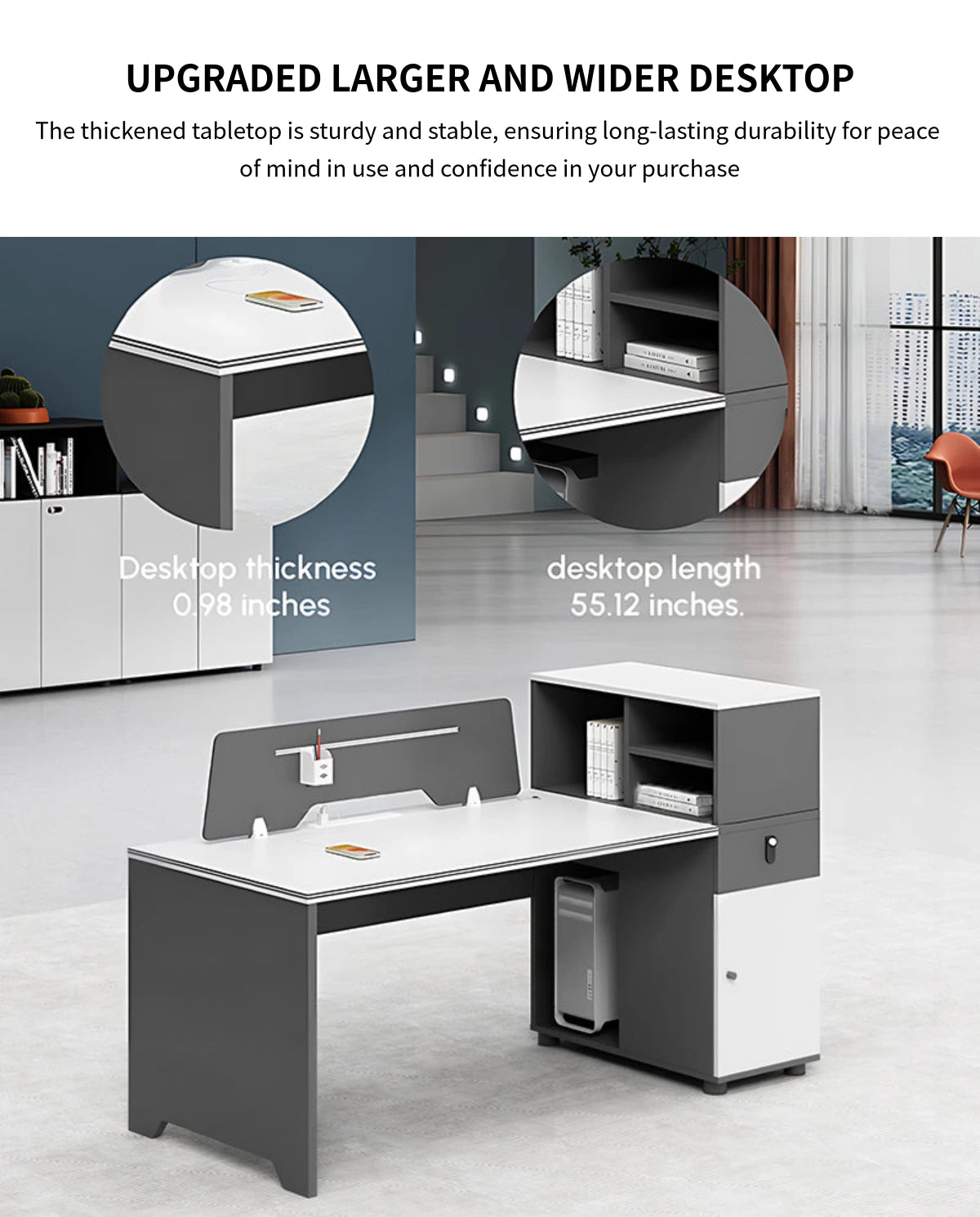 Office Desk with Privacy Panel & Lock — Detail image 3