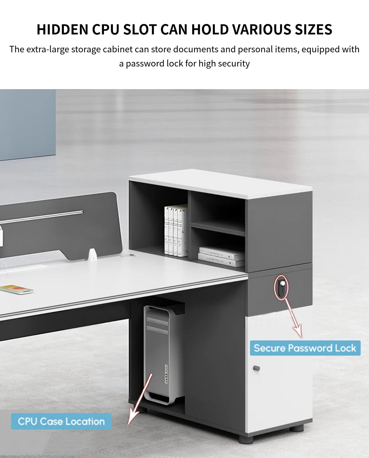 Office Desk with Privacy Panel & Lock — Detail image 8