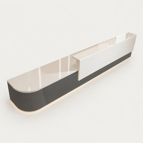 L-Shaped Reception Desk 39-236 in Wide with Dual-Tone, Keyboard Tray & File Drawers