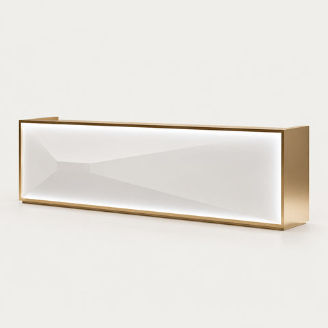 Salon Reception Desk 59-157 in Wide with Stainless Steel, File Drawers & Keyboard Tray