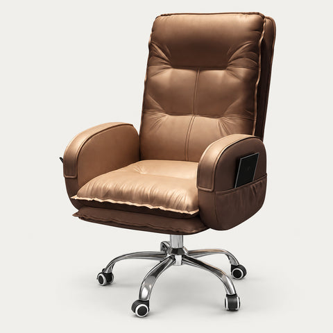 Modern Executive Desk 20 in Wide with Lumbar Support, Swivel & Round for Home Office
