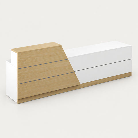 Modern Reception Desk with Dual-Tone, Solid Wood & File Drawers for Office Lobby